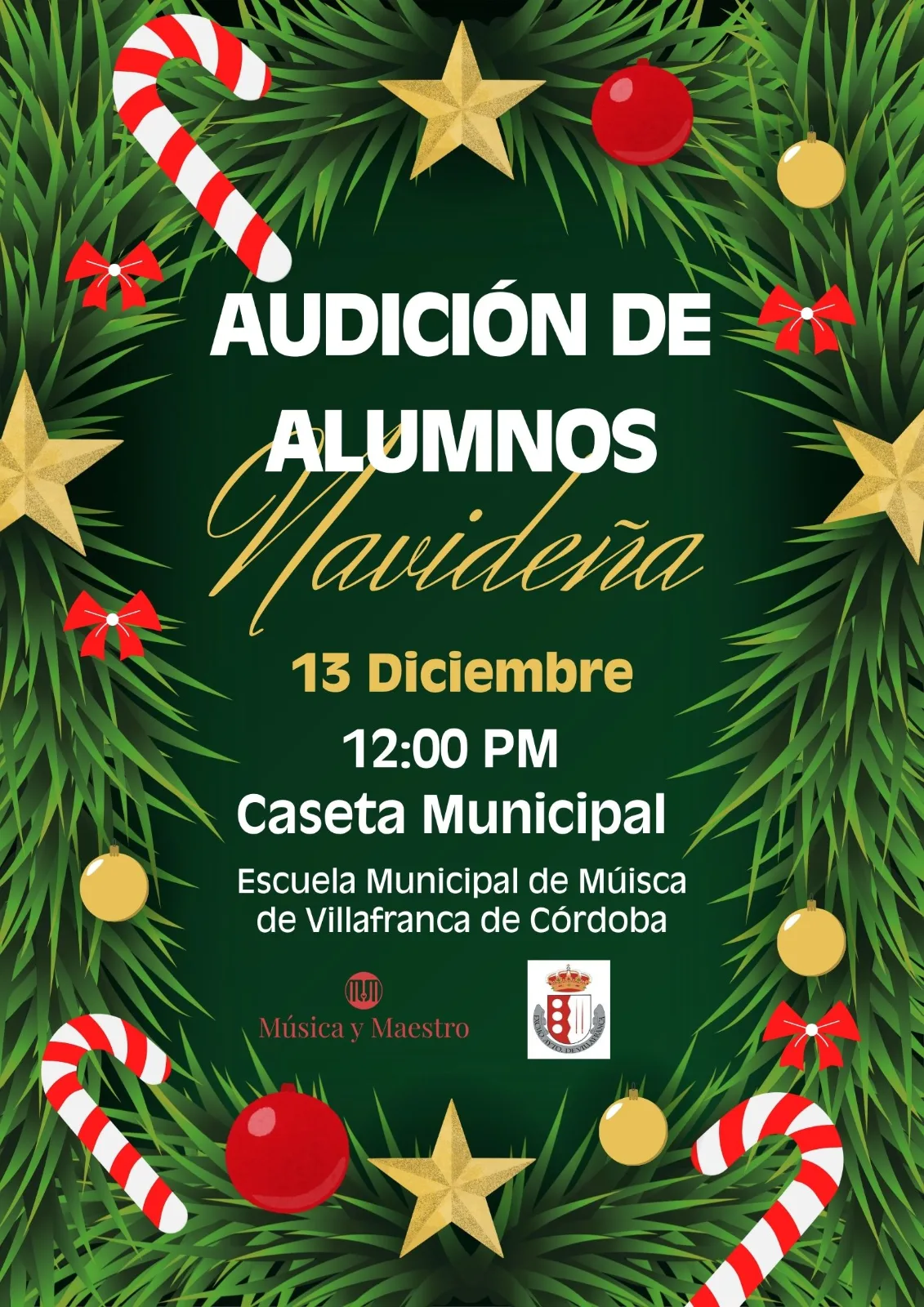 Audición Navideña en la Escuela de Música de Villafranca