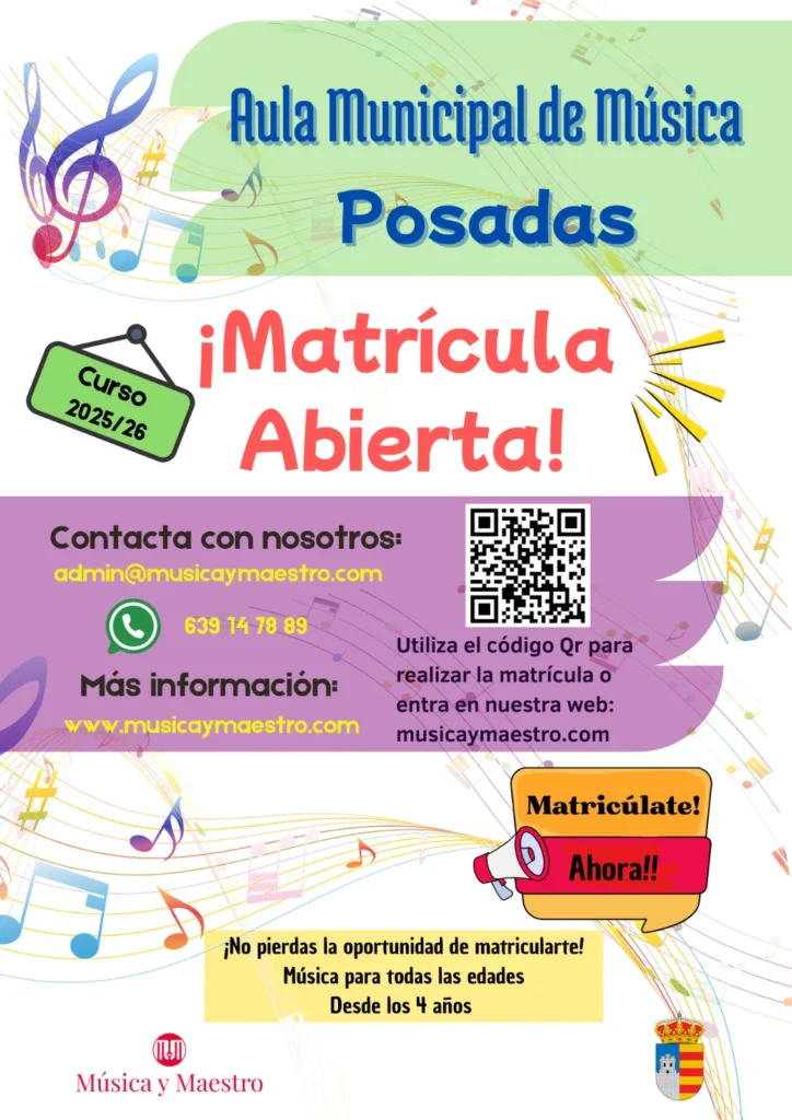 📣 Aula Municipal de Música de Posadas – ¡Matrícula Abierta 2025/26!