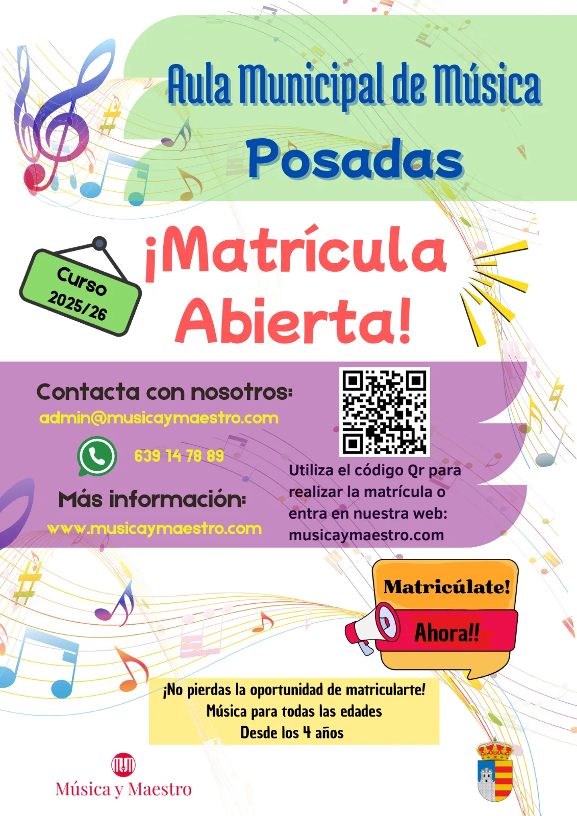 📣 Aula Municipal de Música de Posadas – ¡Matrícula Abierta 2025/26!