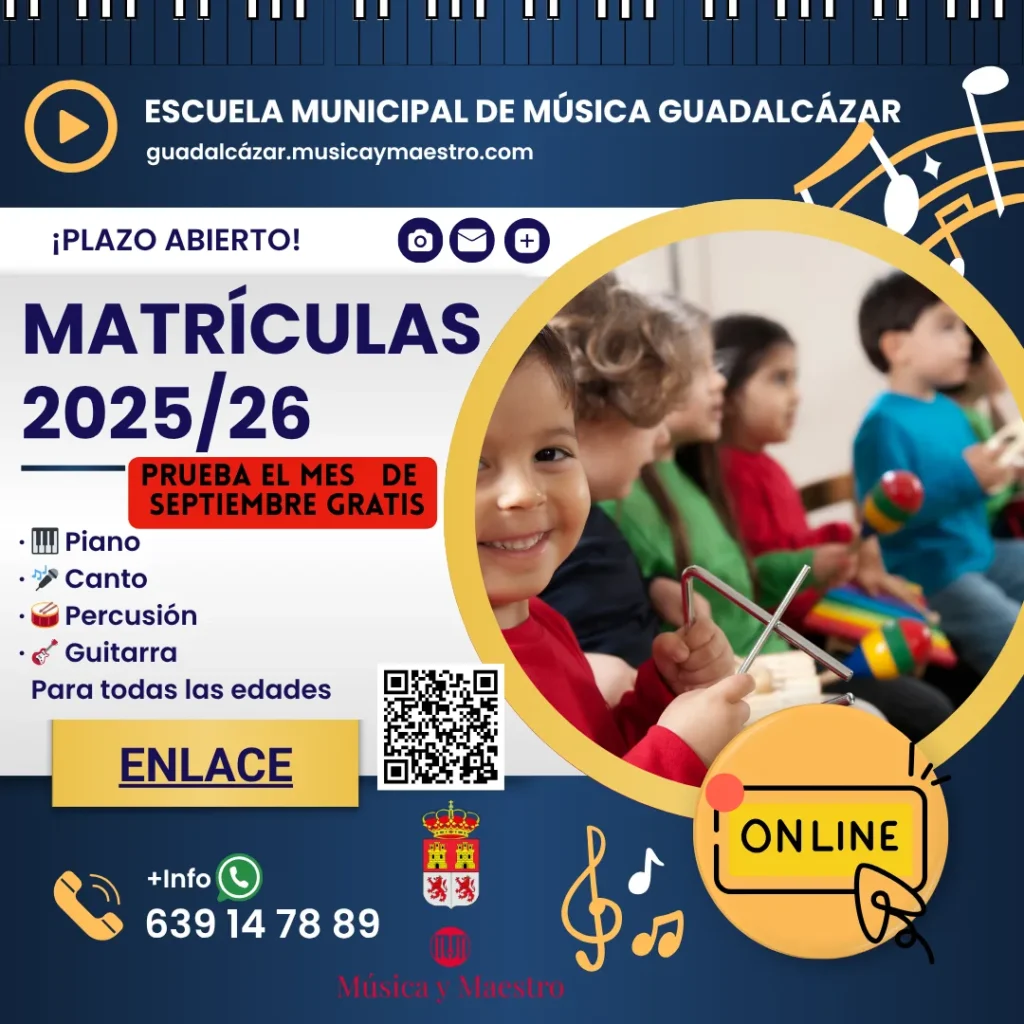 Clases de música en Guadalcázar: ¡Abierto el plazo de matrícula para el curso 2025/26!