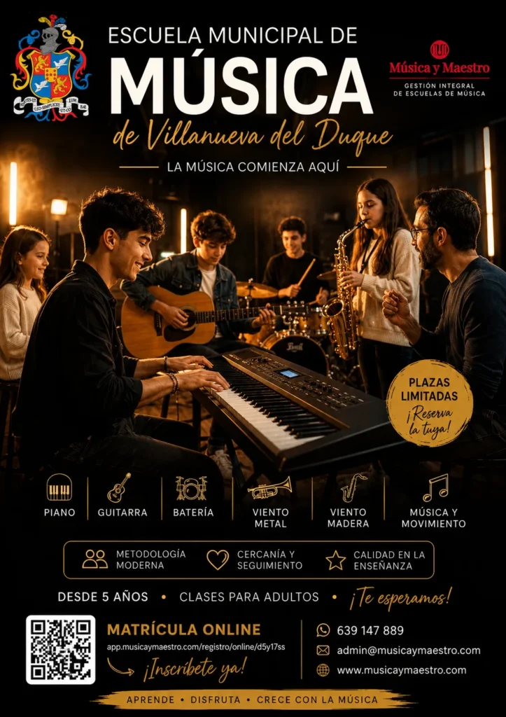 Matrículas 2026/27 - Escuela Municipal de Música de Villanueva del Duque