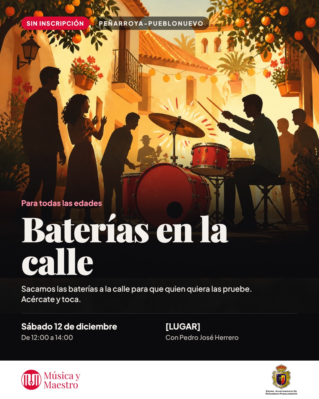 Cartel de Baterías en la calle
